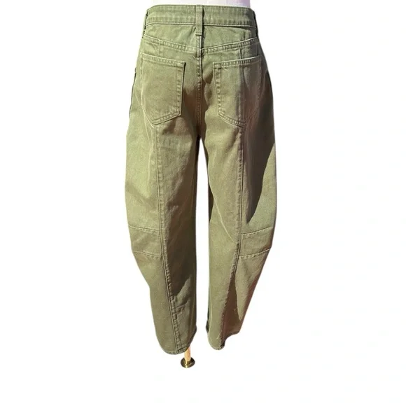 L’Agence Cody High Rise Rodeo Jeans Green High Waist Utility Barrel Leg Jeans 24 - Picture 4 of 13
